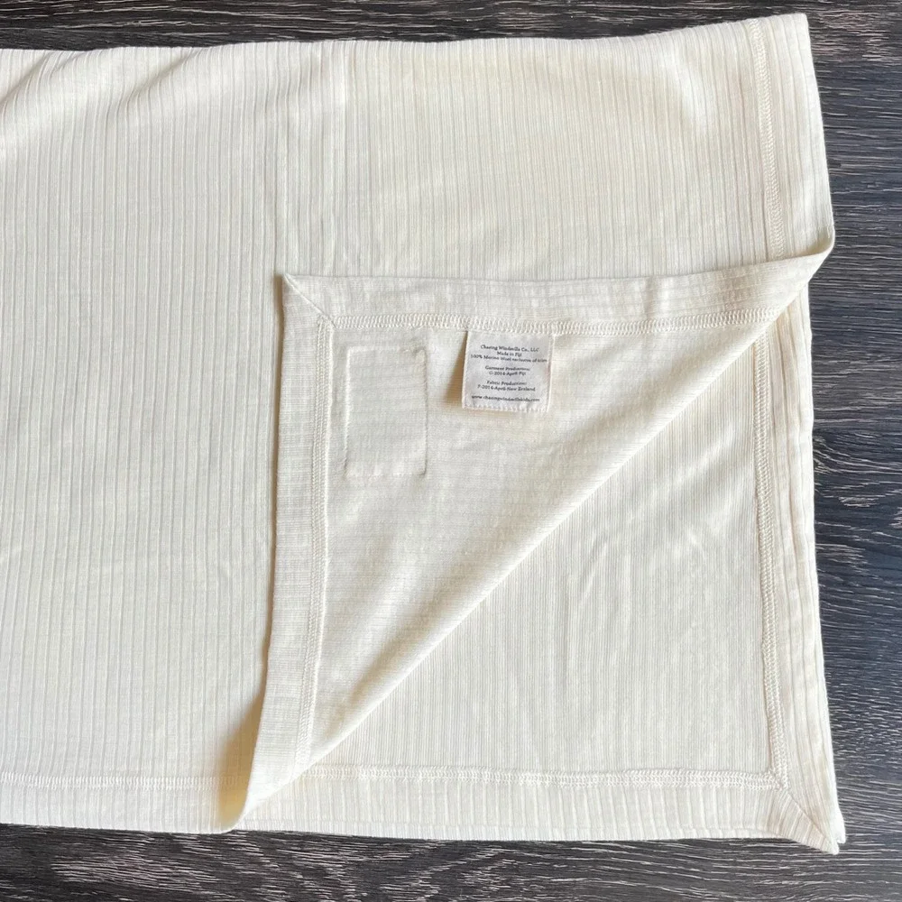Chasing Windmills 100% Merino Wool Ribbed Baby Blanket Swaddle Yellow NWOT Soft